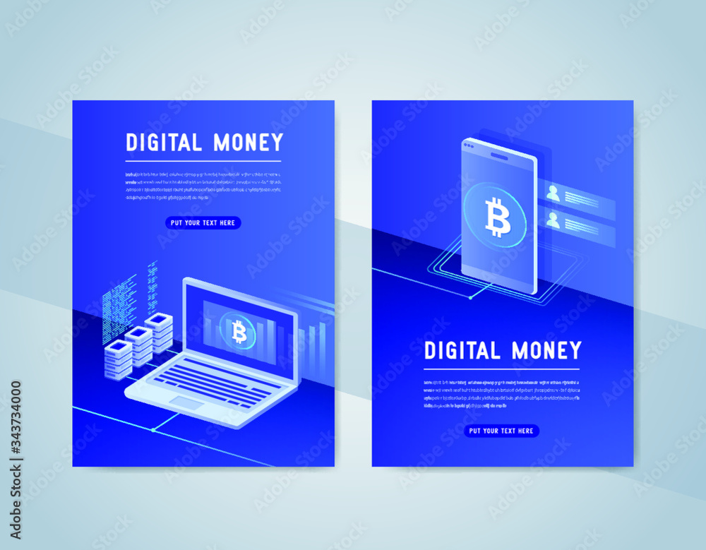 Poster effective template technology data, mining server farm room and smart digital devices such as phone 