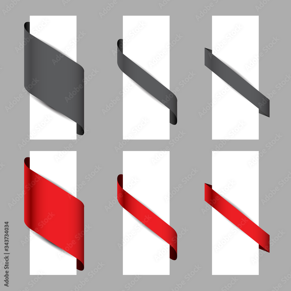 Canvas Prints set of 3 styles of paper ribbons roll around paper