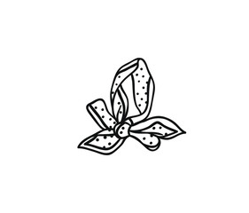 Hand Drawn Fashion Illustration Season accessory. Creative ink art work Summer Outfit Element. Actual vector drawing handkerchief. Black contour object on white background isolated