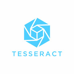 Tesseract Logo Design. Combination of Hexagon and Cube
