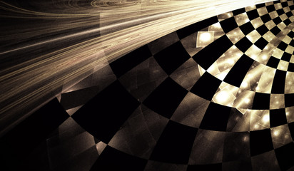 Geometric abstract background with iridescent highlights. Expressive lines, concept of dynamics and movement.