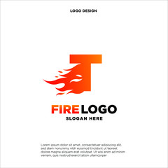 Letter T Fire Logo Design Element