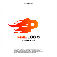 Letter P Fire Logo Design Element
