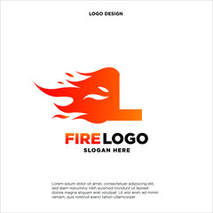 Letter L Fire Logo Design Element