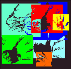 hand palm and fingerprint print embroidery graphic design vector art