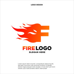 Letter F Fire Logo Design Element