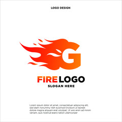 Letter G Fire Logo Design Element