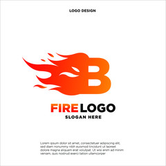 Letter B Fire Logo Design Element