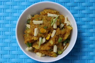 Aloo ki Subji, Mashed potato, corn, cheeses dry fry, Indian food