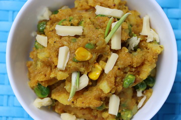 Aloo ki Subji, Mashed potato, corn, cheeses dry fry, Indian food