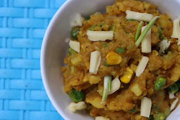 Aloo ki Subji, Mashed potato, corn, cheeses dry fry, Indian food