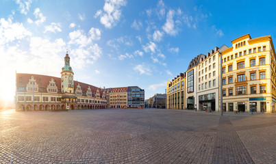Fototapeta na wymiar Leipzig Markt Panorama mit dem Alten Rathaus