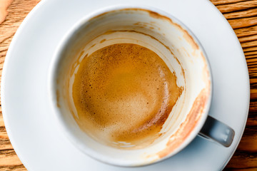 drunk cup of coffee top view