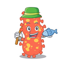 Cartoon design concept of bacteroides while fishing