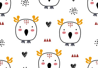 Owl baby seamless pattern.
