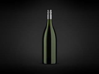 Wine bottle mock-up on dark background. Good use for your design, advertising and presentation. Mock up drink with place for lable and text. Branding and packaging template.