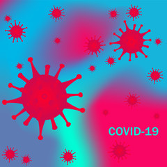 Plakat Coronavirus disease COVID-19 infection. Pathogen respiratory influenza covid virus cells. Official name for Coronavirus disease named COVID-19. Vector illustration