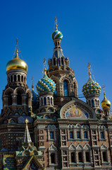 Fototapeta na wymiar Close shot of The Church of the Spilled Blood in St Petersburg, Russia