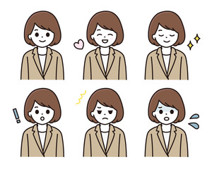 スーツの女性 表情セット