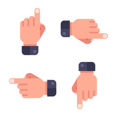 set pointer. hand shows direction. flat vector illustration.
