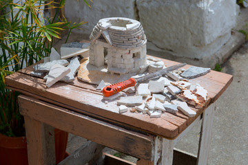 miniature of trullo house in the making - 343743095