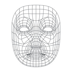 Isolated on white human face mesh 3d modeling recognition head scan vector illustration
