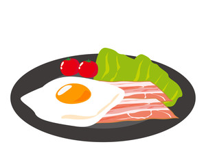ベーコン　食材　加工食品　目玉焼き　玉子