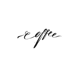 Hand drawn vector abstract artistic ink sketch drawing handwritten coffee word calligraphy isolated on white background.Coffee shop concept