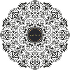 Black and white mandala vector isolated on white. Vector hand drawn circular decorative element.