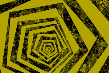 Gold schwarze fünfeckige eckige Spirale, abstrakter Hintergrund