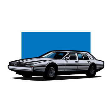 Classic Vector Art White Retrowave Oldschool Car Lagonda