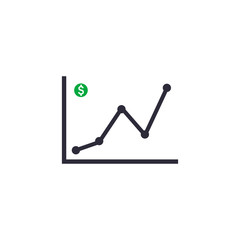 growing graph, bar chart, Flat icon isolated on the white background, flat design vector illustration.can be used for icons and other needs.