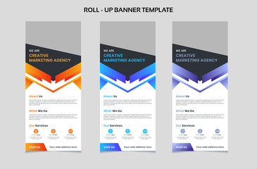 Corporate colorful roll up banner template set