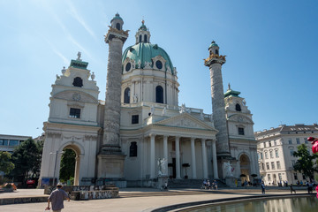 August 2019 - Vienna, Austria - Saint Charles's Church or Karlskirche