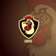 Rooster mascot logo design with modern illustration concept style for badge, emblem and t shirt printing. Angry rooster illustration for sport and e-sport team.