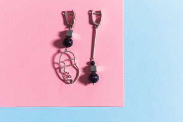 Perfect accessories. Trendy jewelry set. Fashion jewelry and bijouterie. Top view.