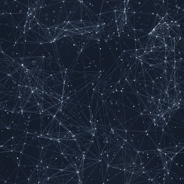 Connected lines and points abstract seamless tileable background
