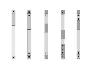 Group of scrolling illustrations. The concept of various options for graphic executions of linear and cyclic web arrows moving vertically and horizontally.