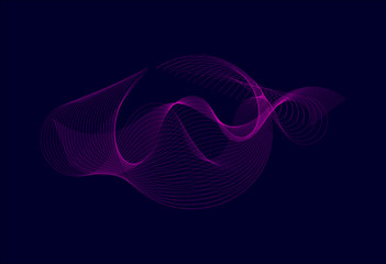 Wavy line smoke effect, pink color smoke effect with color gradients on black background. Equalizer for music, showing sound waves with musical waves. 3d rendering.