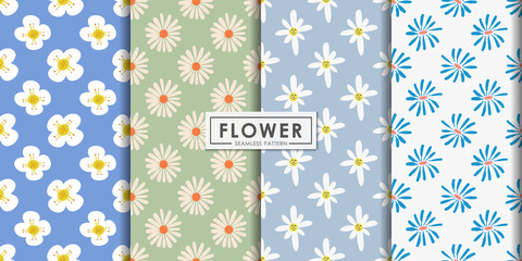 Flat style abstract floral seamless pattern set, Abstract background, Decorative wallpaper.