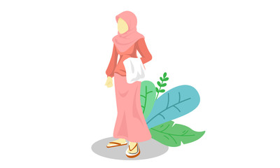 Muslim girl flat character