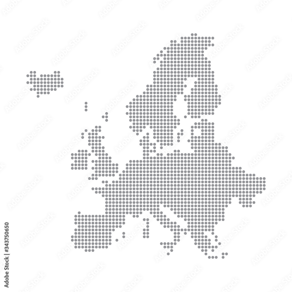 Poster europe map made from halftone dot pattern