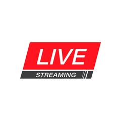 Obraz premium Live stream red vector design element with play button