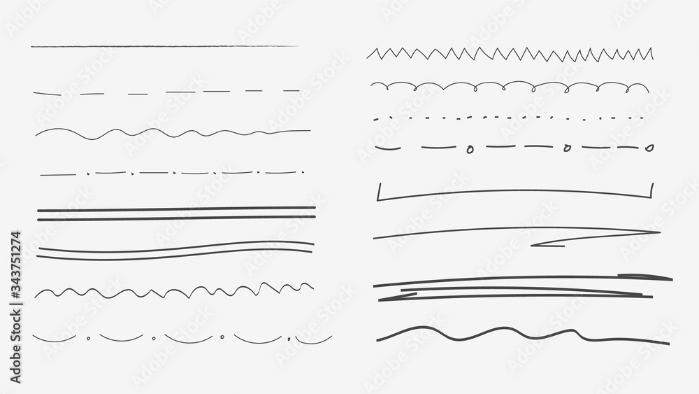 Poster sketch of abstract underlines in grunge style. abstract art black scribbles in vintage design. each 