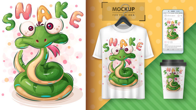 Cute snake poster and merchandising