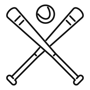 Baseball bat icon. Outline baseball bat vector icon for web design isolated on white background