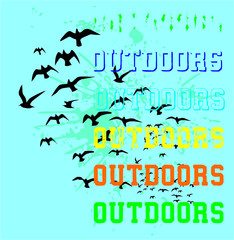 Outdoor and birds print and embroidery graphic design vector art