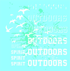 Outdoor and birds print and embroidery graphic design vector art