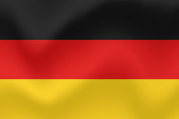 Flag of Germany. Realistic waving flag of Federal Republic of Germany. Vector illustration.