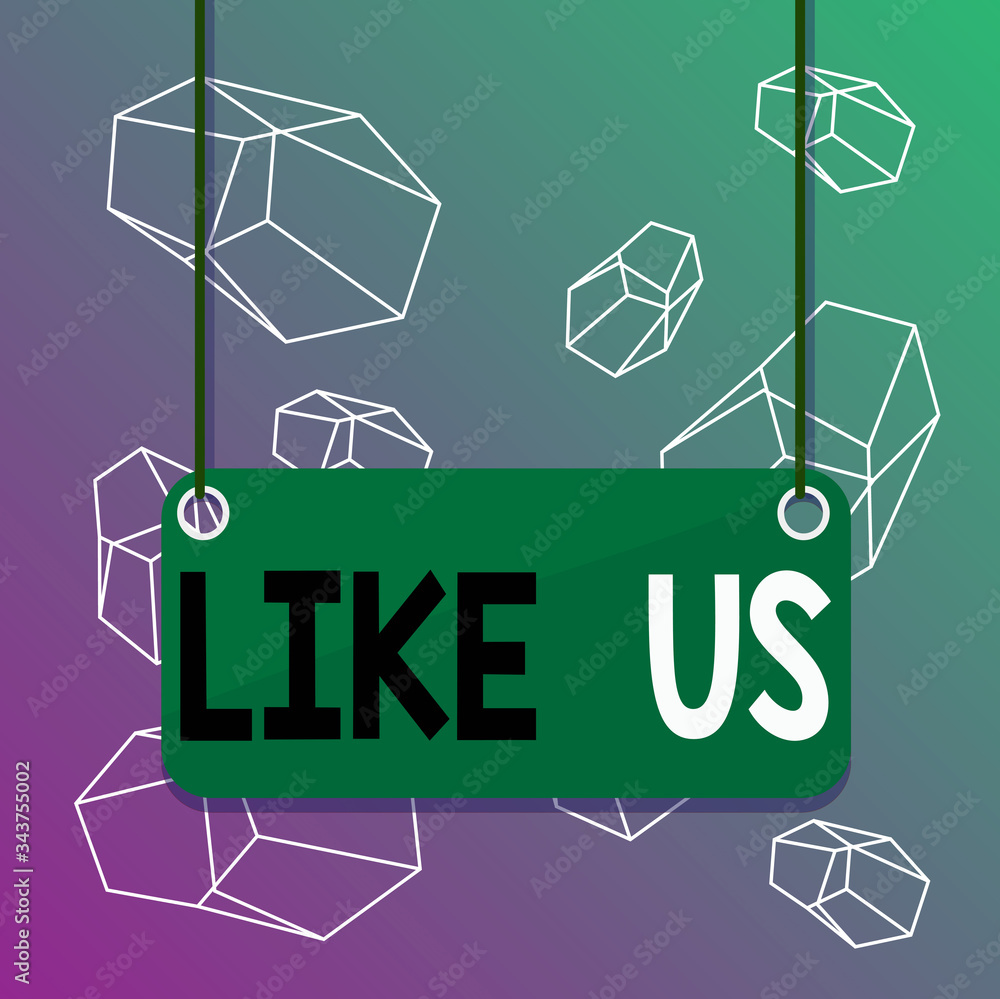 Aufkleber word writing text like us. business photo showcasing asking to follow on social media feel attractio